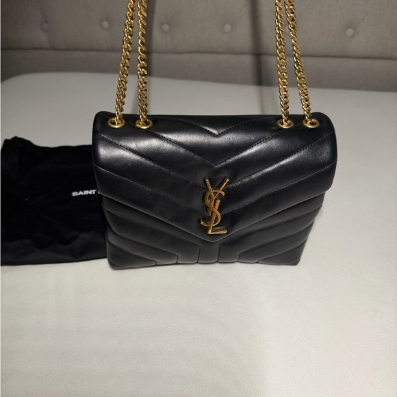Saint Laurent Black Chevron Shoulder Bag Small - Picture 2 of 8